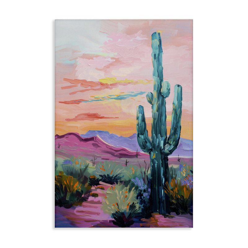 «Stupell Industries», art mural sur toile Cactus et ciel pastel par Petal Prints Design, H 30 po x l 20 po