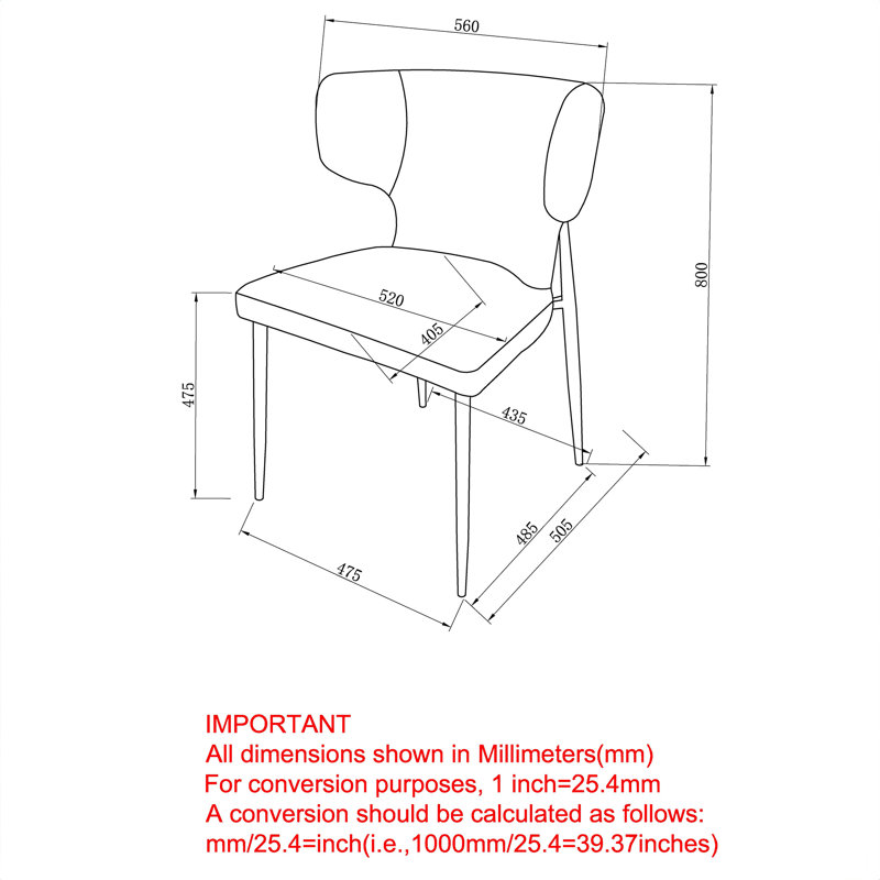 Chaise d'appoint rembourrée Lewell, Noir