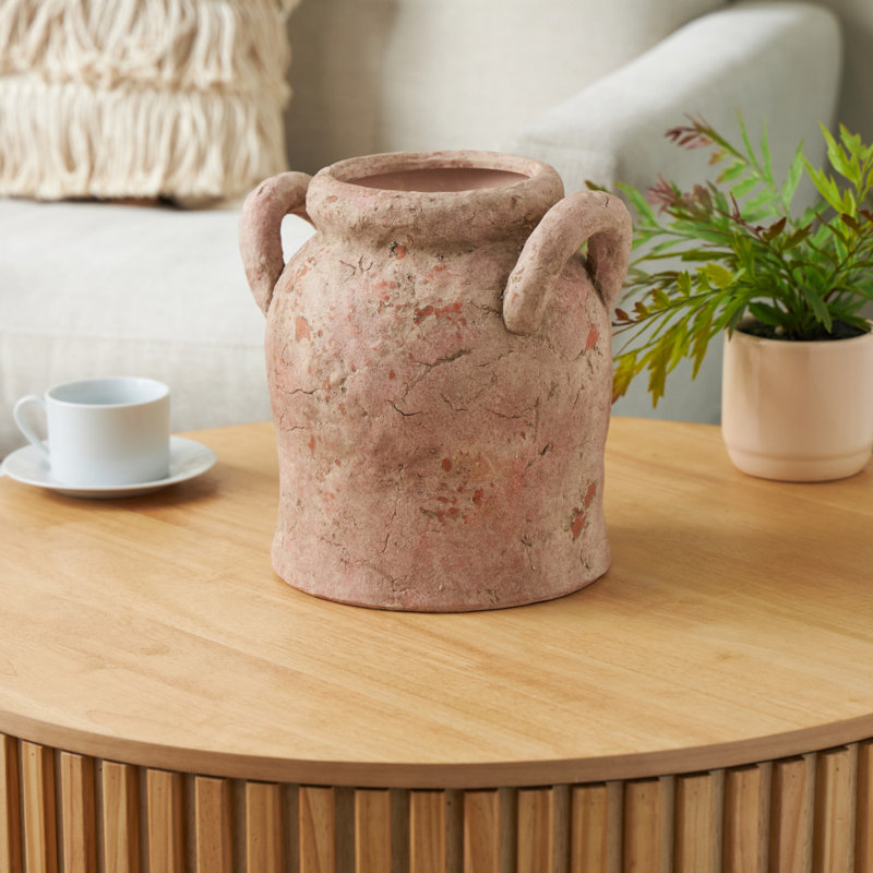 Vase décoratif en céramique Tifni Cole, H 10,5 po x l 10,5 po x P 9 po, Rose