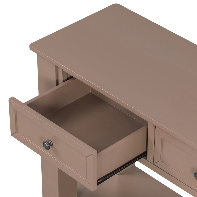 Console moderne avec trois tiroirs de rangement, Brun