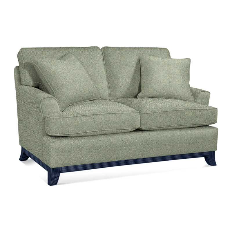 Oaks Way Loveseat, Green Performance Fabric; 0851-54, Coffee Finish