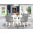 5 Piece Dinner Table Set Includes AModern Dining Table and 4 Platinum Gray Polyester Fabric Mid-Century Chairs with Stylish Back- Linen White Finish-1362006192-1362006195