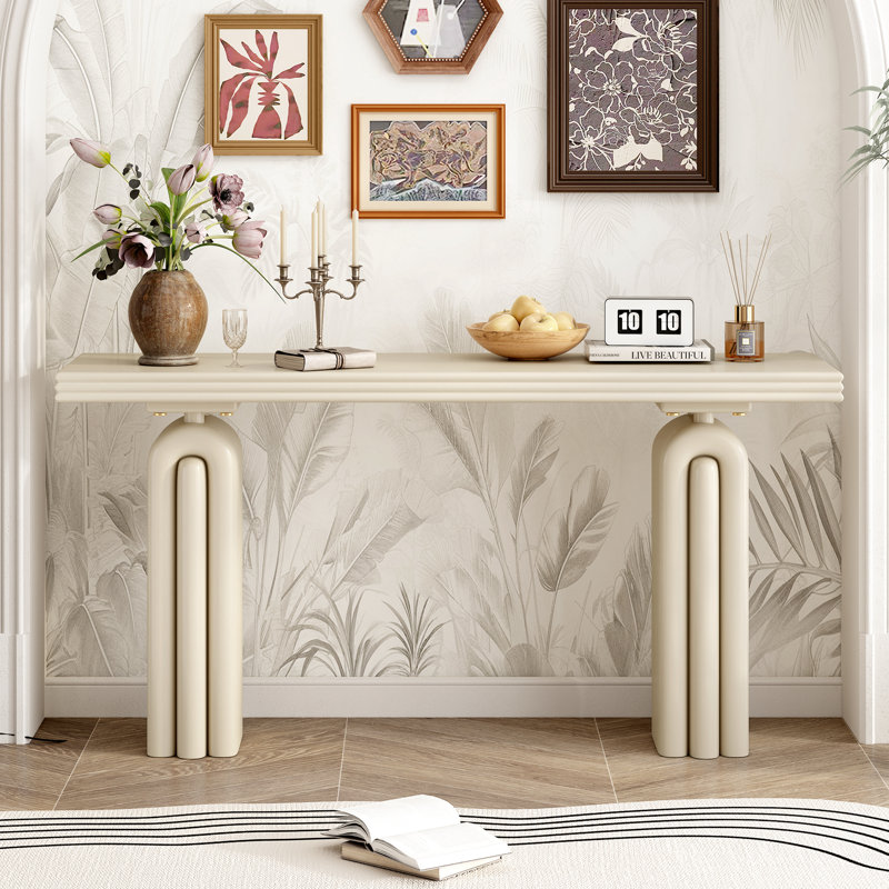 Console élégante et luxueuse en placage d'acacia, Beige