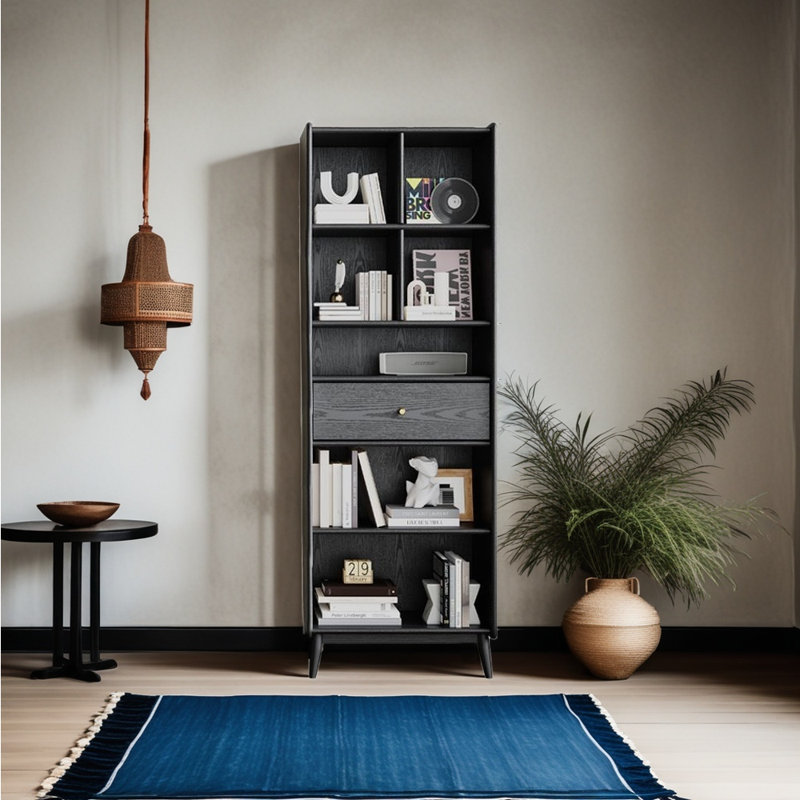 Light luxury modern style bookcase, (6 Shelves) 74.80"H x 23.62"W x 13.78"D