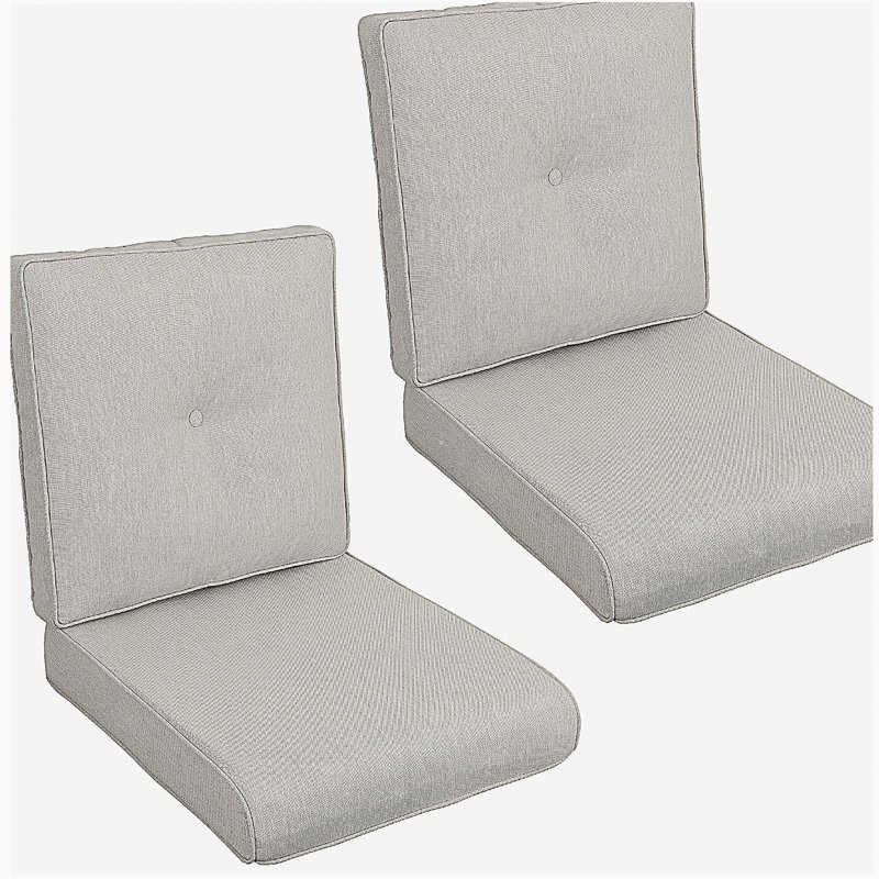 2 Pcs Set High Back Patio Chair Cushions, Tufted Rocking Chair Cushions, Adirondack Cushions for Garden Porch Home Office Chair Use,44'' x 22''x 4'', 2 Pack-Beige