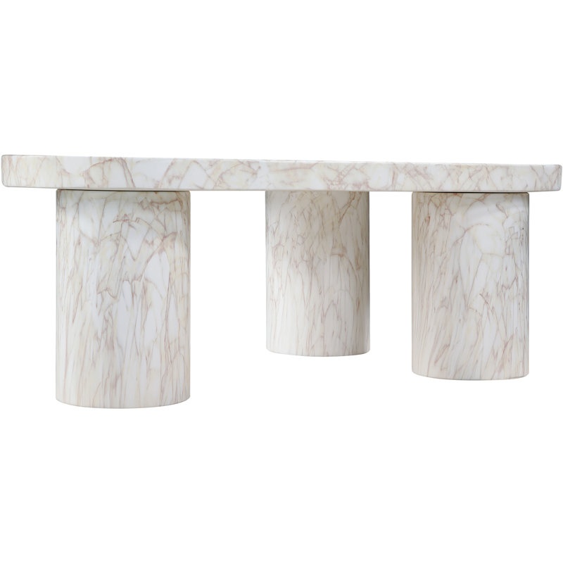 Table basse Teramo Amata, Blanc, H 13 po x L 36 po x l 25,5 po