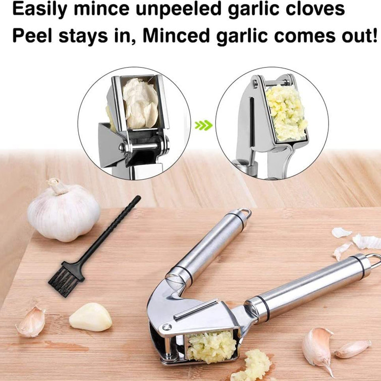 Garlic Press, Stainless Steel Mincing & Crushing Tool for Nuts