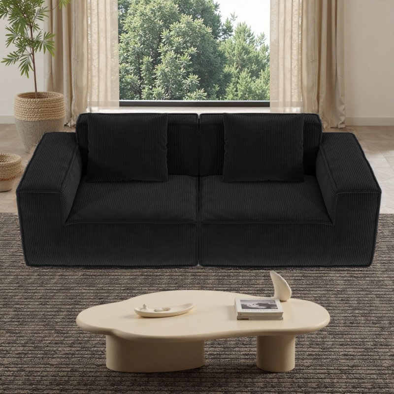 Causeuse modulaire 86,6 po 2 places Cloud, Noir