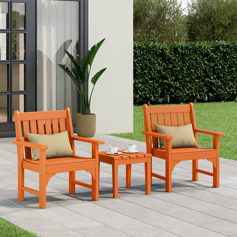 Casanova 3-Piece Garden Arm Chair With Side Table, Orange