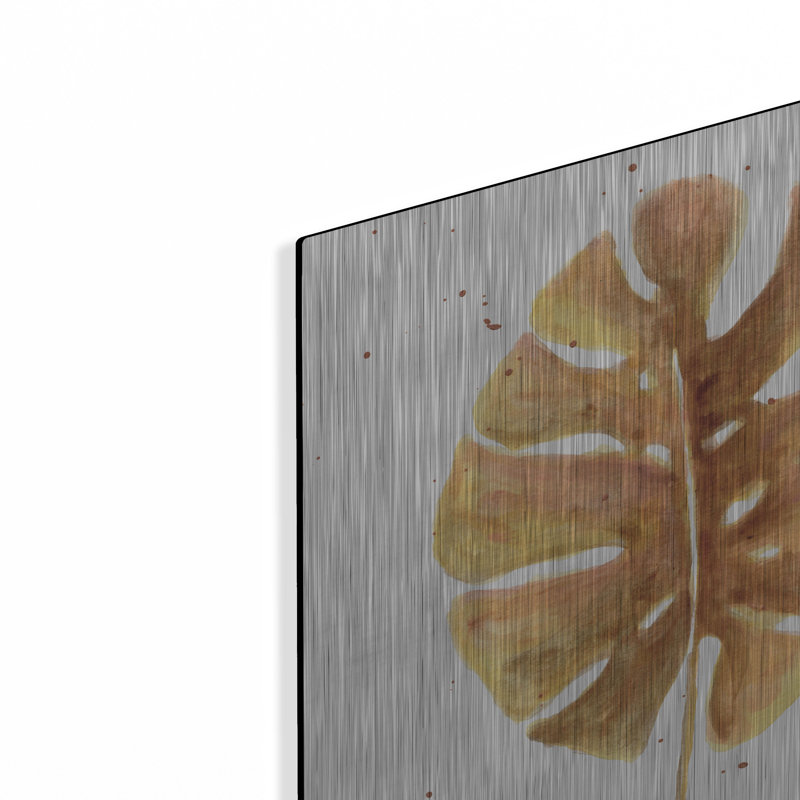 Art mural en métal «Golden Palm 2» par Yvette St. Amant, H 12 po x l 12 po