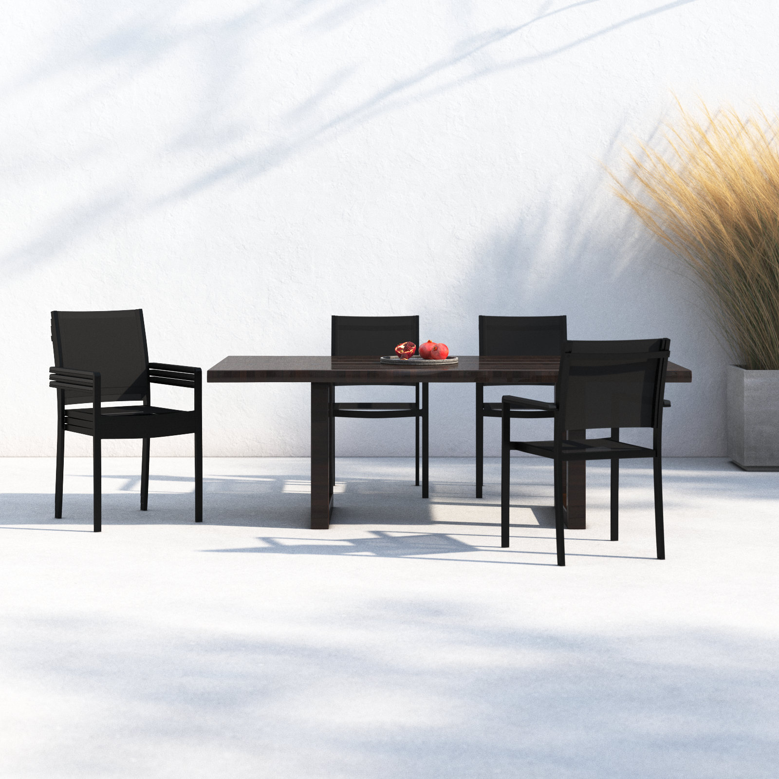 Aynura Stackable Patio Armchair, Black
