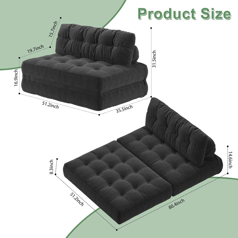 51.2'' Corduroy Sleeper Sofa