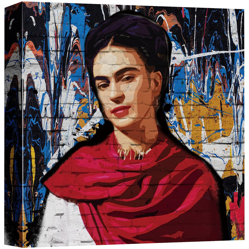 Art urbain sur toile Frida Kahlo, H 24 po x l 24 po x P 1,5 po