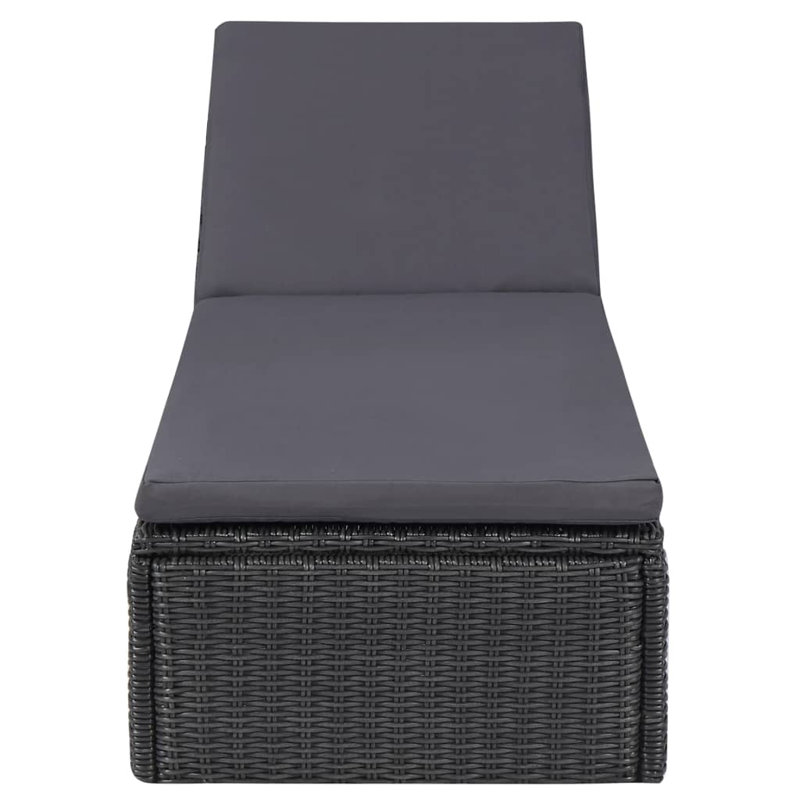 Nidhin Outdoor Single chaise with Cushions, Dark Gray, Black