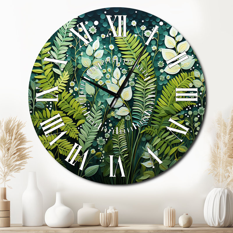 Horloge murale Ferns Plant Ethereal Whispers II, Surdimensionné
