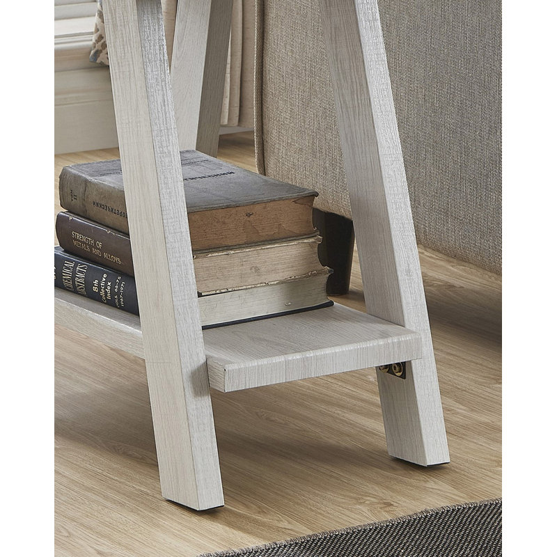 Table de bout avec rangement Angeleca, Blanc / Gris foncé, H 22 po x l 23,5 po x P 14 po
