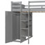 Lit mezzanine double avec lit simple autoportant, tablettes, bureau et garde-robe gris-130610184-130610186