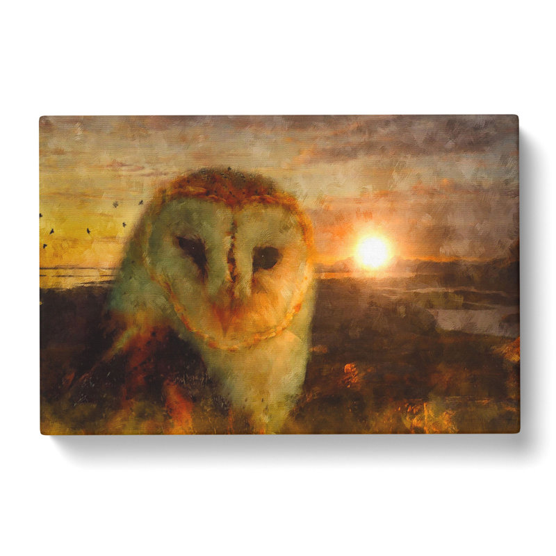 Owl At Sunset - Wrapped Canvas, 40cm H x 60cm W x 3cm D