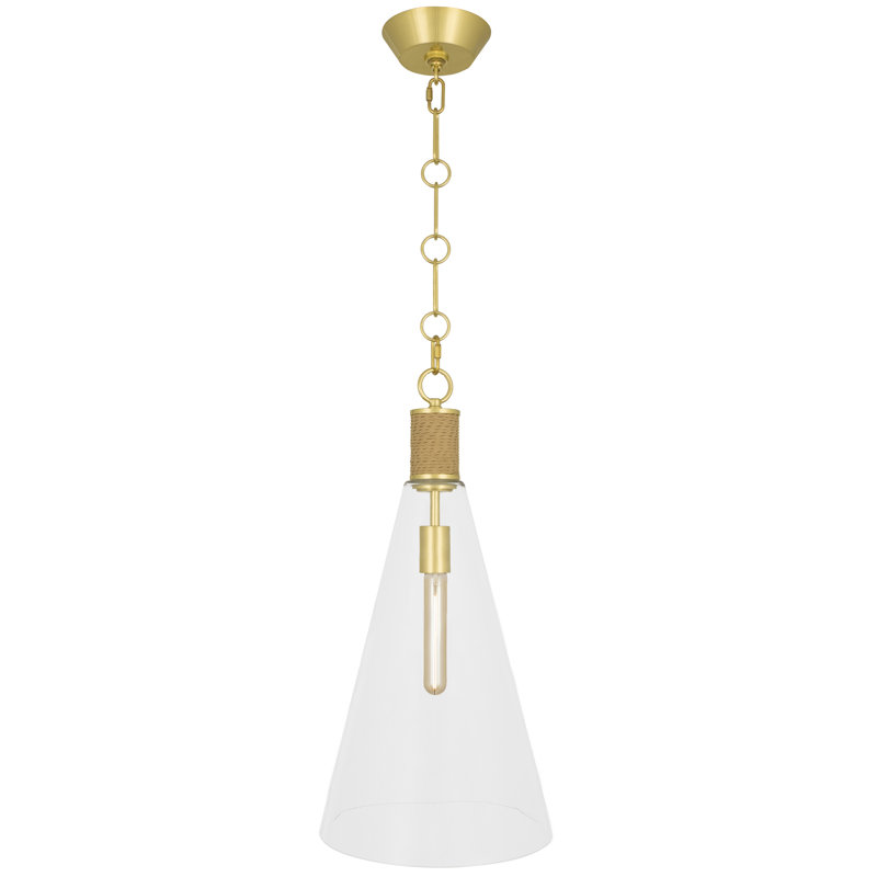 Luminaire suspendu conique à 1 lumière Hatteras, Laiton moderne