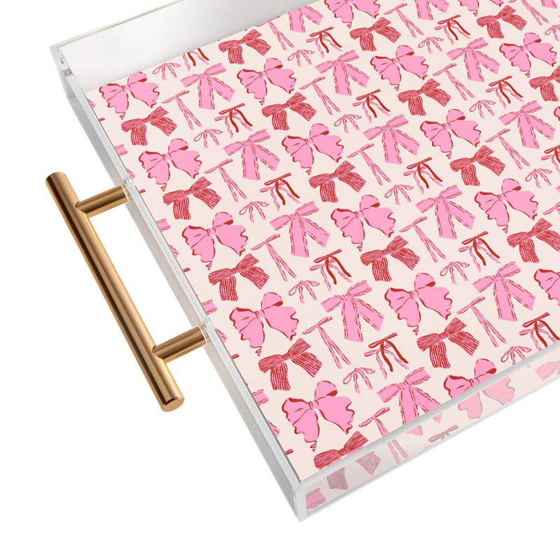 KrissyMast Bows sur un plateau en acrylique rouge et rose