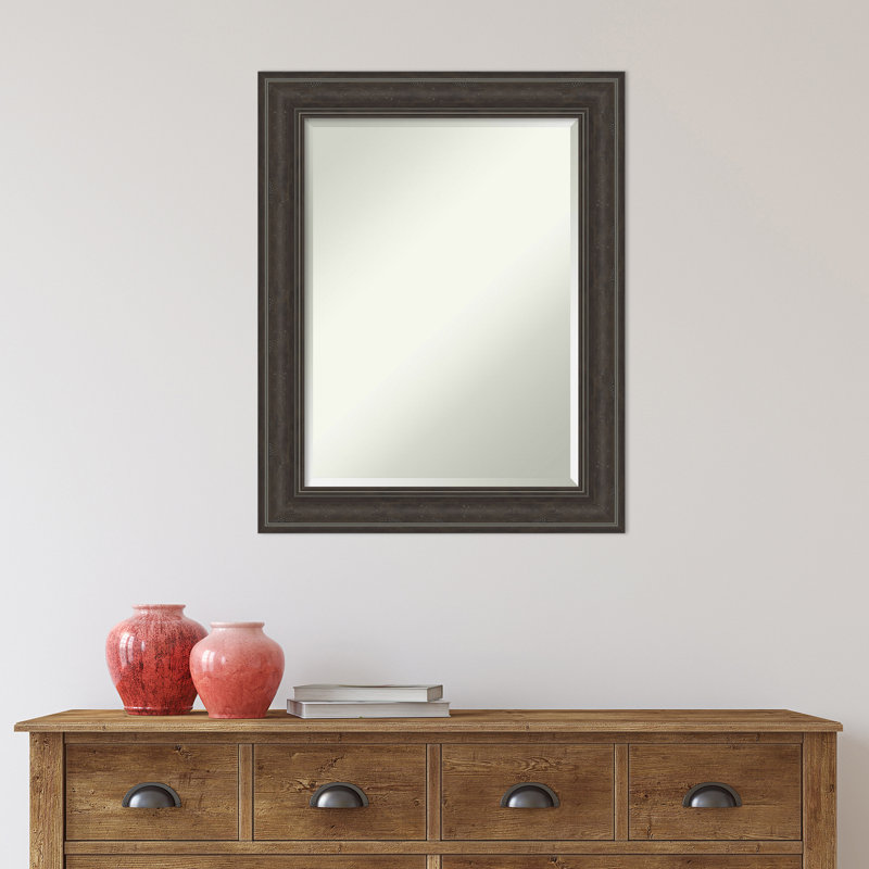 Flat Wall Mirror, Dark Brown, 29.5" x 23.5"