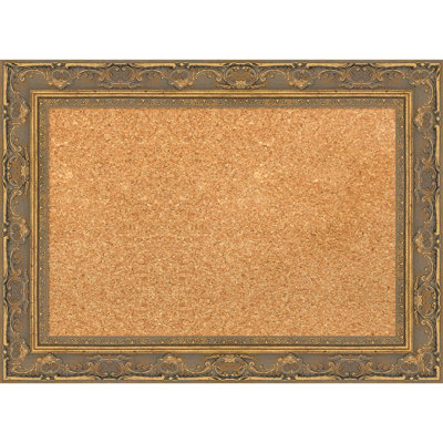 Filigree Gold Framed Corkboard, Natural Cork Bulletin Board, Organization Board, Pin Board