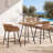 24” Patio Round Bar Table, Wicker Outdoor Bistro Table with Faux Wood Stone Top for Garden, Backyard, Balcony, and Poolside