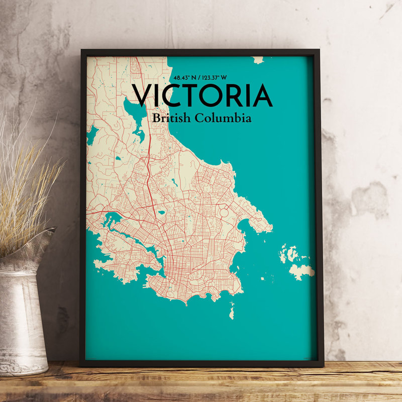 Victoria City Map - Unframed Graphic Art Print on Paper, 43.2cm H x 27.9cm W x 0.13cm D x 0.13cm D, Tricolor