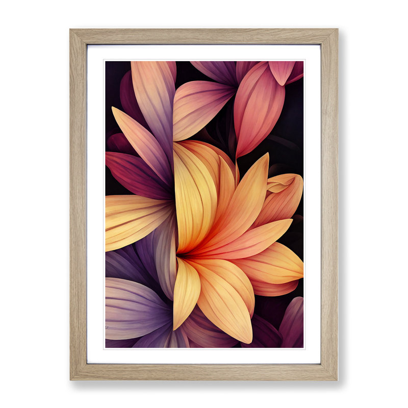 The Adventurous Flowers - Wall Art, 48cm H x 36cm W, Oak Framed Paper, White