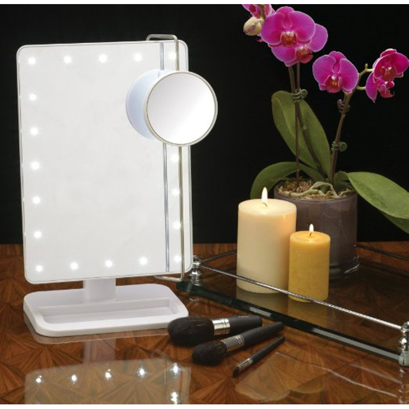 Miroir de table lumineux 8 "x 11", pile seulement