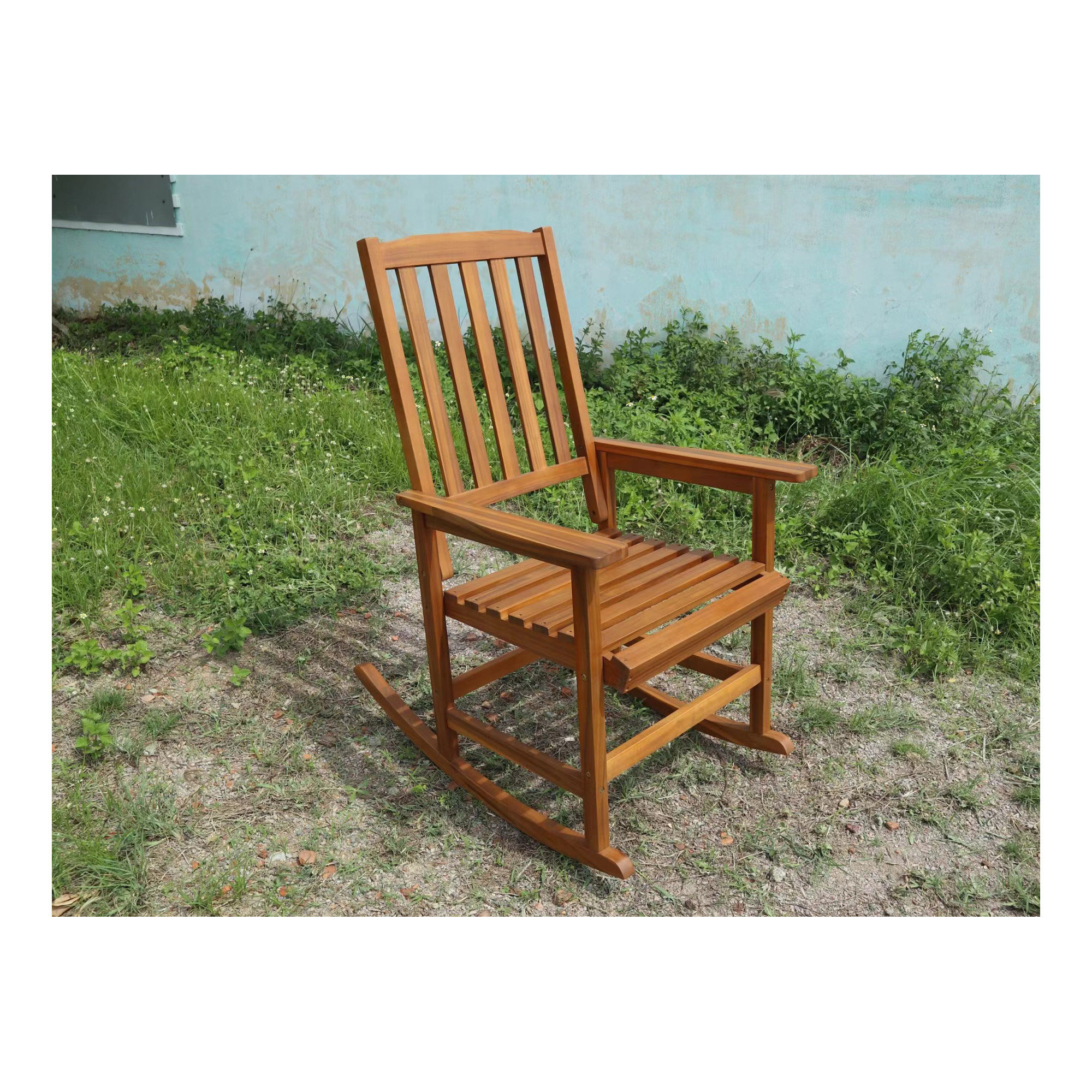 George Oliver Acacia Wood Outdoor Rocking Chiar, Patio Rocker For Front ...