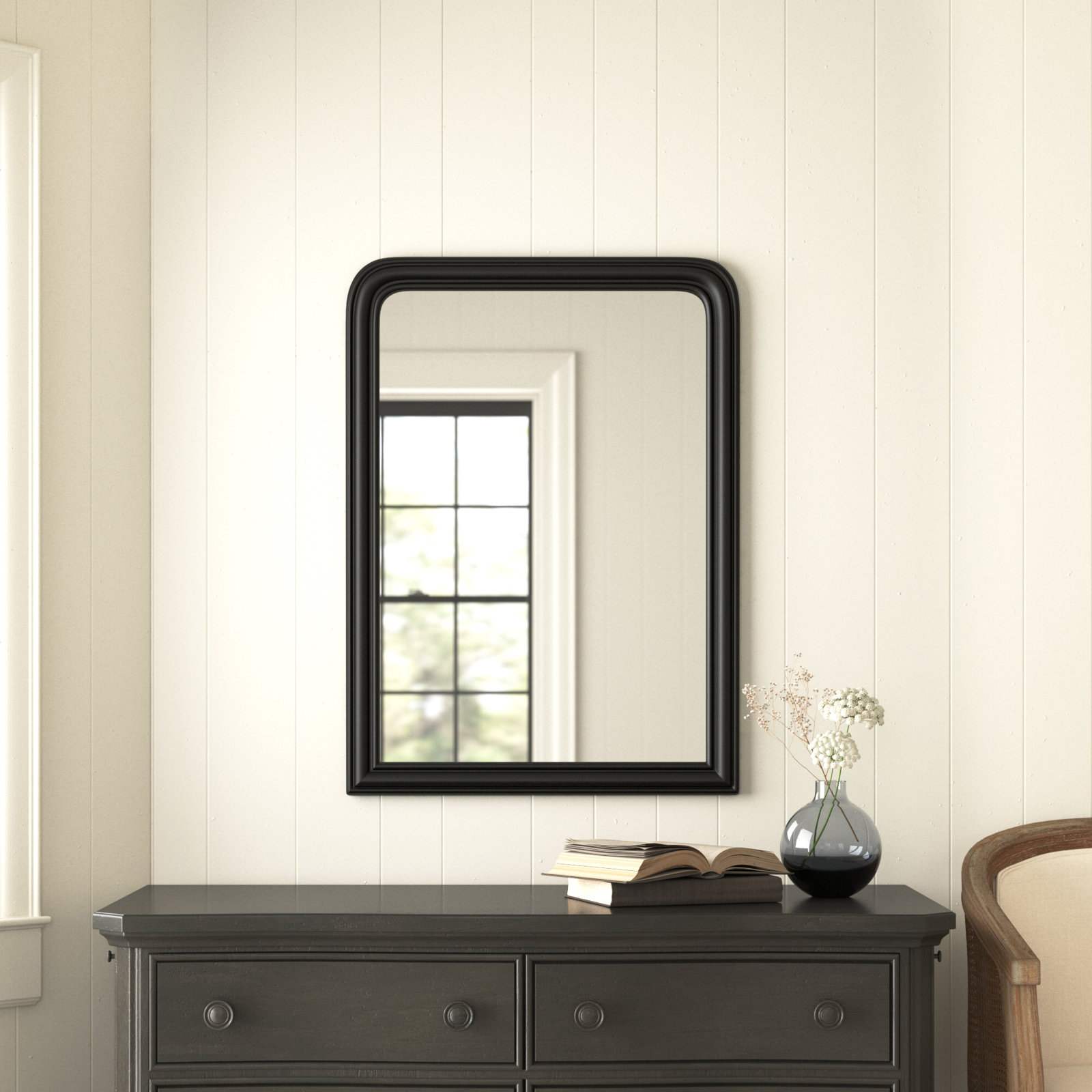 Sarla Wood Arch Mirror, Black