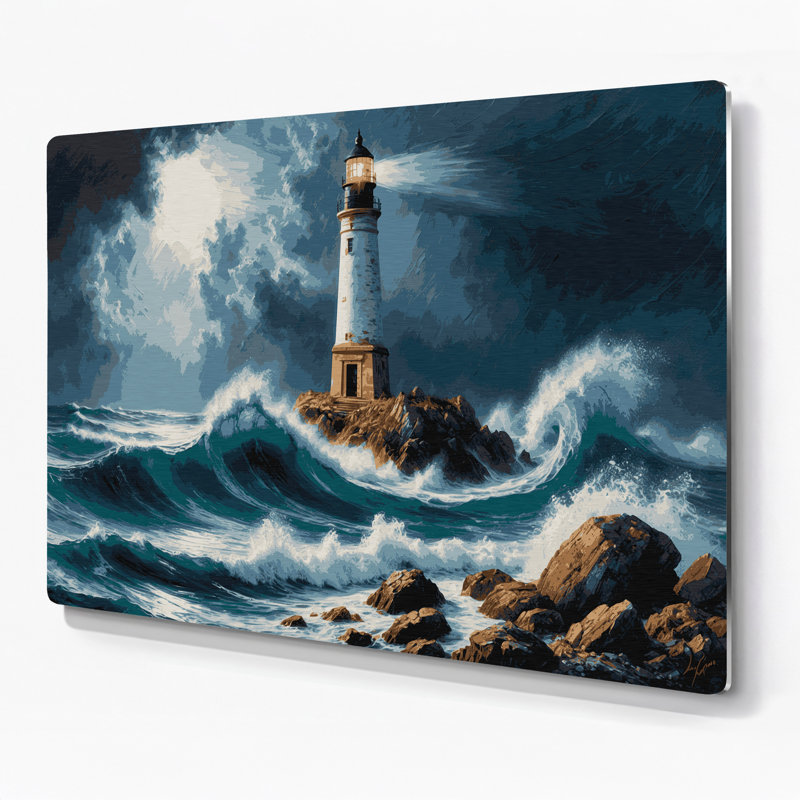 Art mural en métal gris nautique professionnel côtier, H 11 po x l 14 po