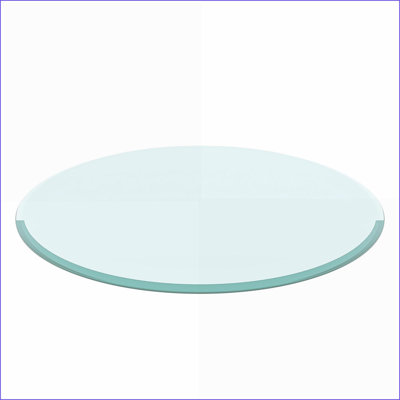 Plateau de table basse rond en verre trempé de 24 po - Bord biseauté épais de 1/2 po, facile à nettoyer et amp; Durable pour le salon