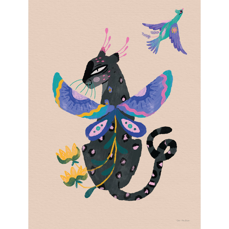 Le chat volant sur toile, H 36 po x l 24 po