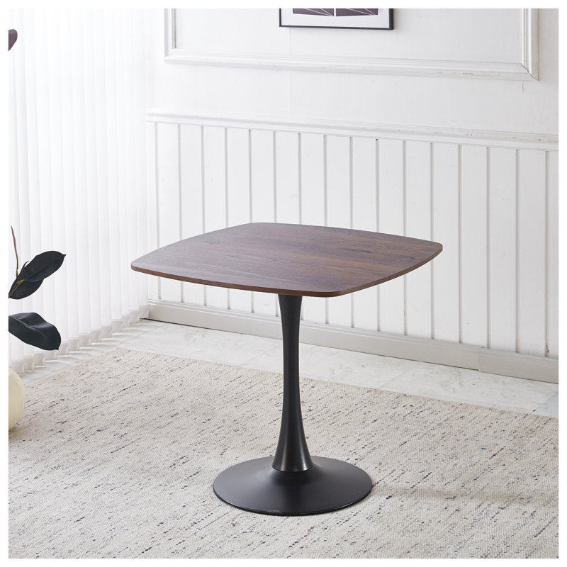Modern Walnut Dining Table - 31.5 Inch Small Space Saving Kitchen Table with Sturdy Metal Frame, Black & Dark Walnut Finish