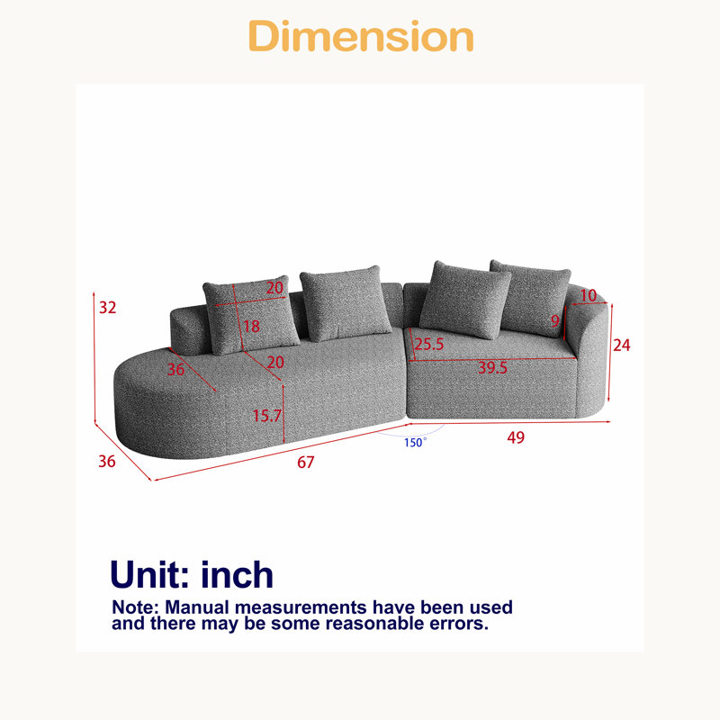Canapé modulaire rembourré surdimensionné moderne en chenille à 4 places extra profond et large avec 4 coussins décoratifs