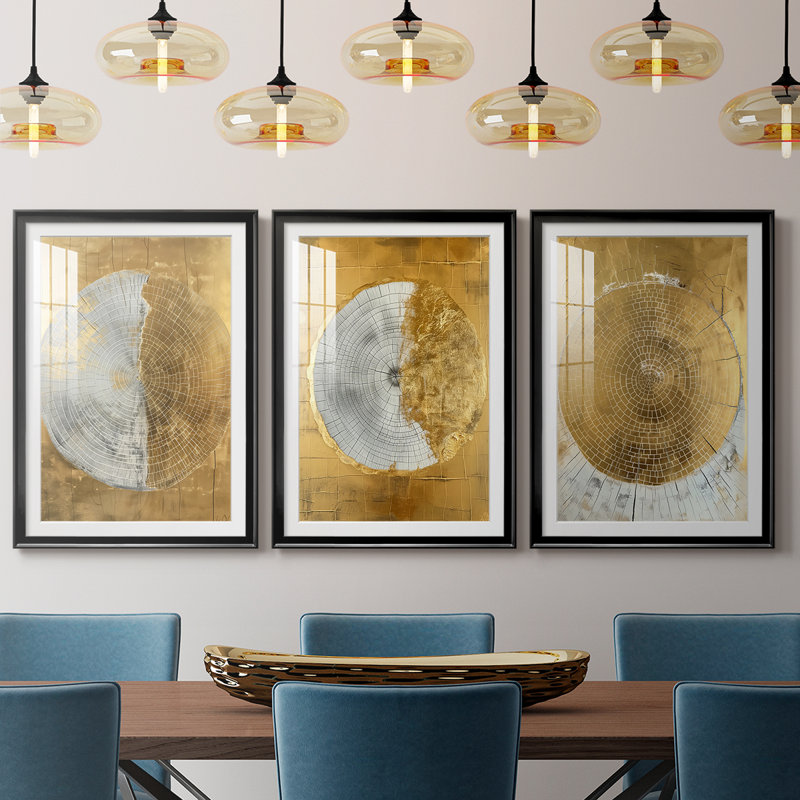 ABSTRACT Series CCXIX - Impression sur mesure encadrée de qualité supérieure - 3 pièces, H 30 po x l 63 po
