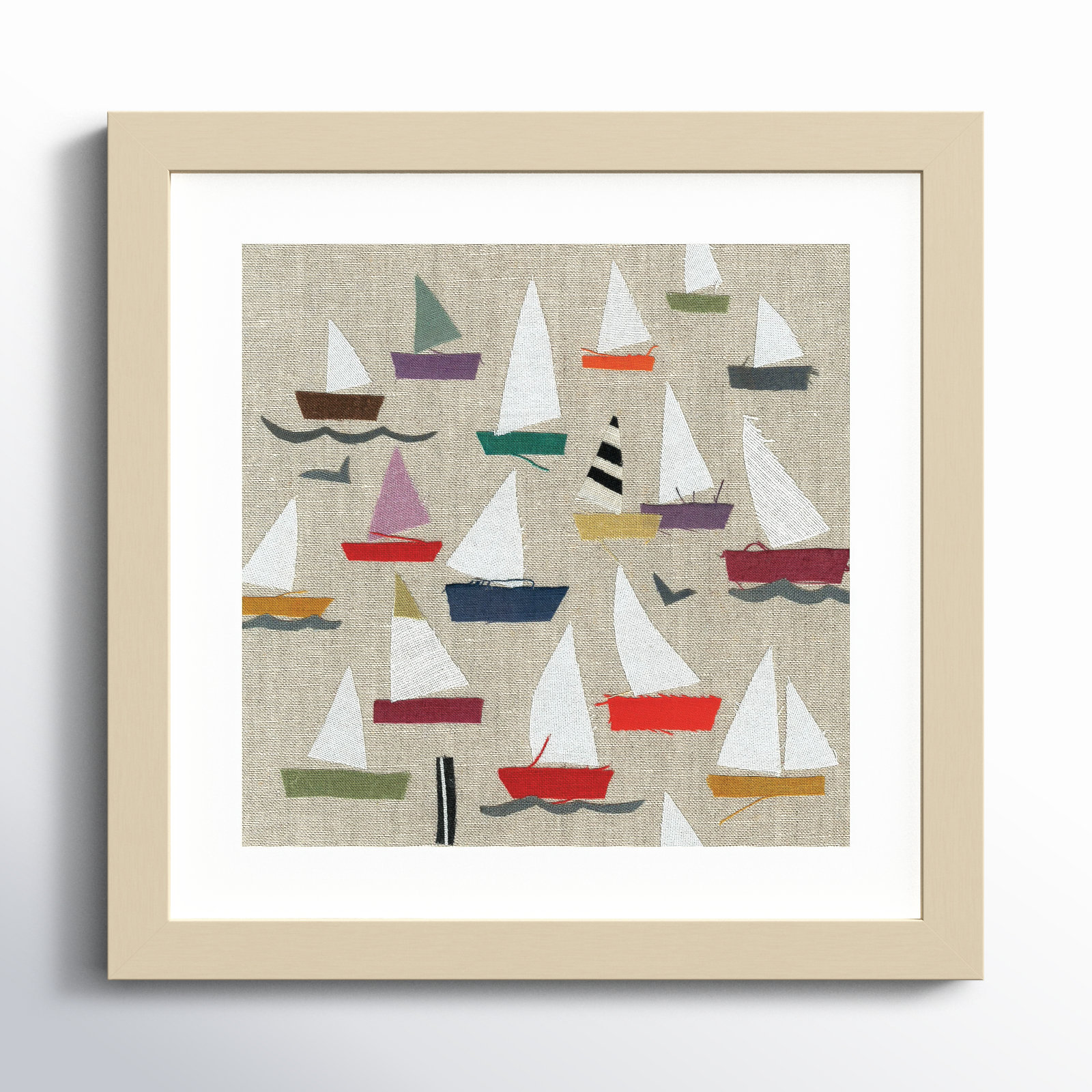 Plain Sailing Print by Jenny Frean, 13" H x 13" W x 1" D, Brown