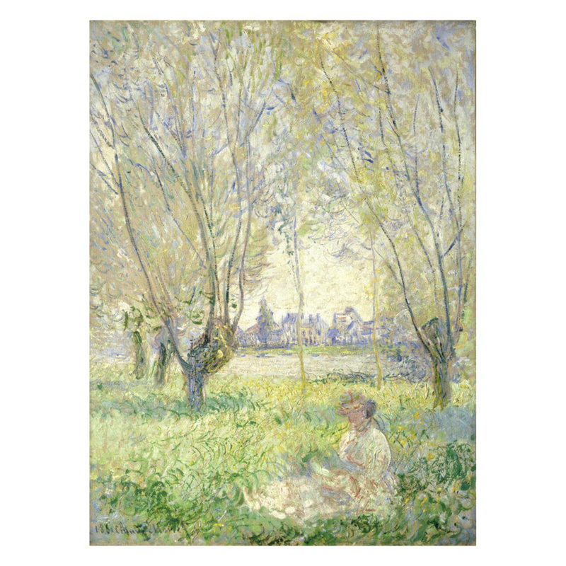 «Femme assise sous les saules» par Claude Monet - Estampe numérique, H 28 po x l 22 po