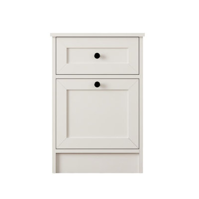Elegant Nightstand, Matte White, 17.7 x 25.2 x 15.7 inches | 100% Melamine Coated E1 Quality Chipboard, 0.6 inches Thickness | MDF Profile Doors, Easy Assembly with Minifix System, Modern Solid Color Design