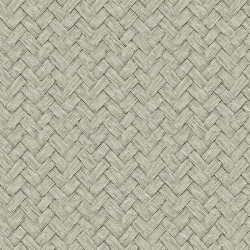Papier peint vert imitation tissage naturel, Vert