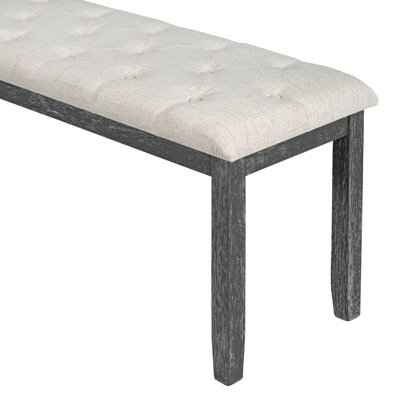 Ensemble de salle à manger rectangulaire rétro TREXM 6 pièces, table avec pattes uniques, 4 chaises rembourrées et 1 banc pour salle à manger et cuisine (gris délavé)