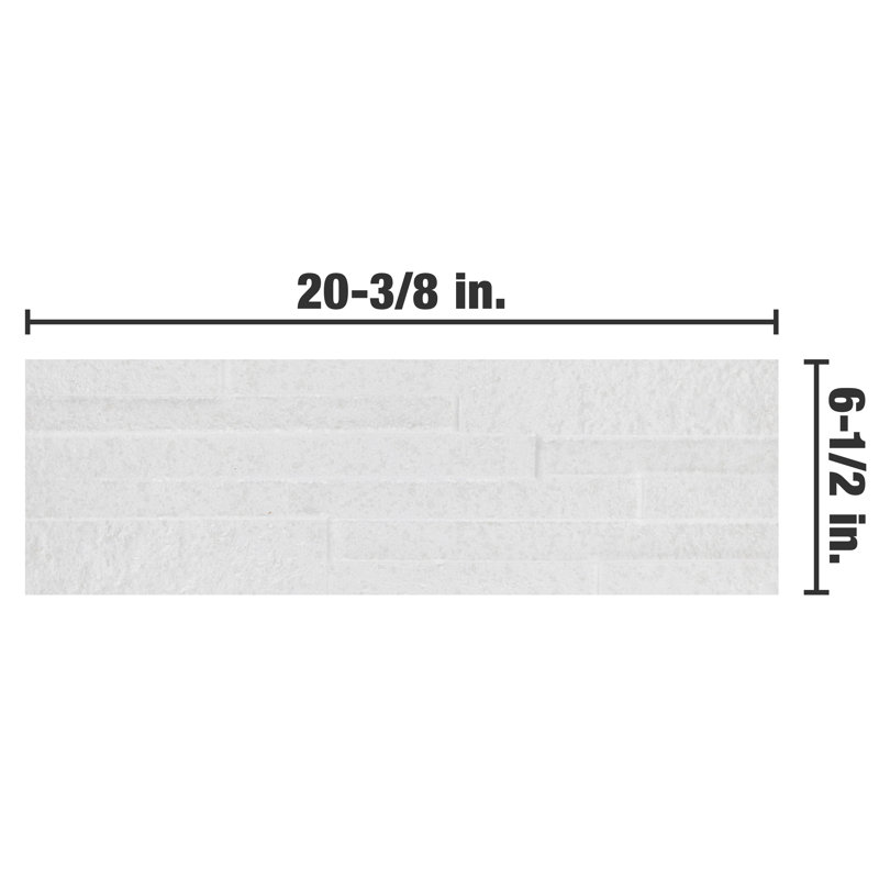 Tikal 7" x 20" Ceramic Stone Look Wall Tile, White