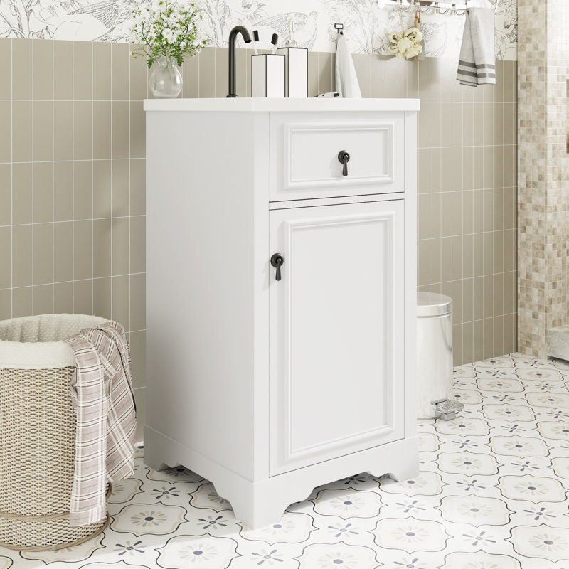 Meuble-lavabo simple 20 po avec comptoir en céramique, Blanc