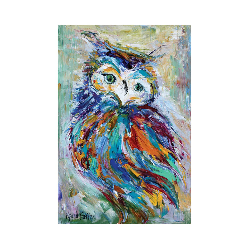 Owl Whimsy by Karen Tarlton - Wrapped Canvas Painting, 20.32 cm H x 30.48 cm W