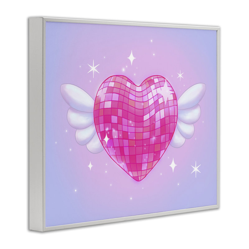 Cœur disco avec des ailes, estampe numérique, design par Stephanie Sanchez, H 16 po x l 20 po