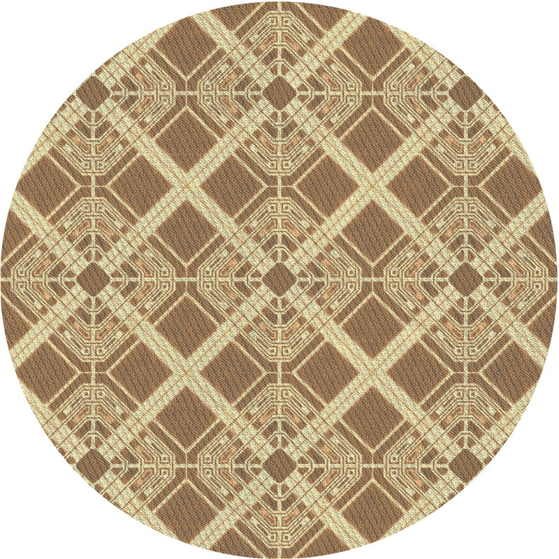 Tapis zone beige à motifs, Rond 5 pi
