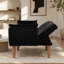 Canapé-lit double pliable noir 72 po, revêtement en velours doux, canapé confortable pour 2 personnes