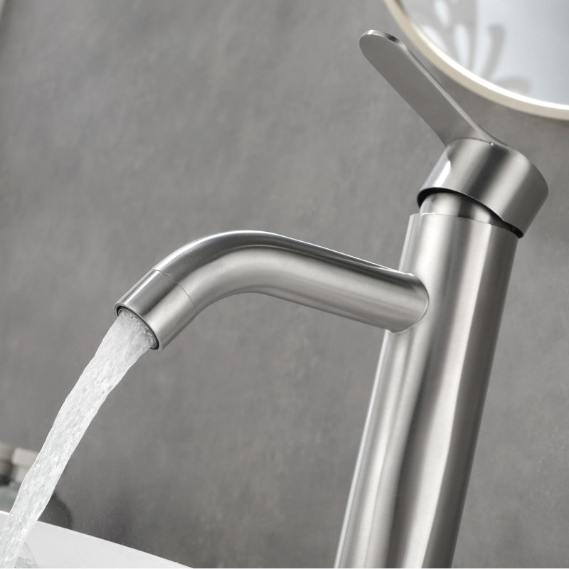 Single Handle Stainless Steel Bathroom Sink Faucet, Brushed Nickel